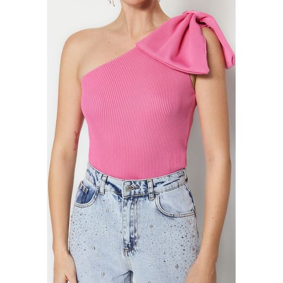 NWT Trendyol Women Regular fit Asymmetrical Collar Knitwear Blouse - Picture 2 of 8